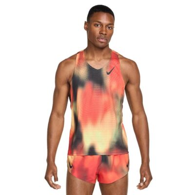 Mens Nike Drifit Adv Aeroswift Elite Entry Singlet Light Lemon Twist / Light Crimson / Black / S