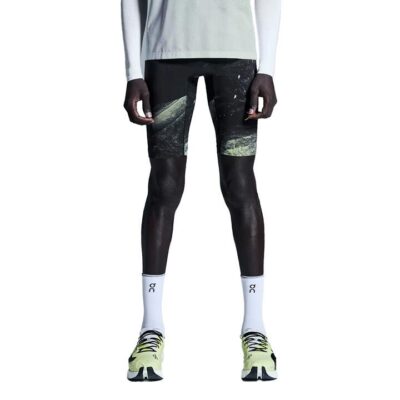 Mens On Running Race Half Tights Black / Limelight / Xl