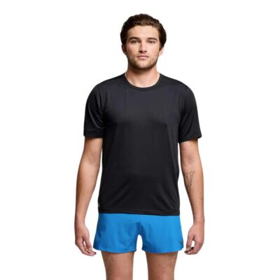 Mens Saucony Stopwatch Short Sleeve Tee Black