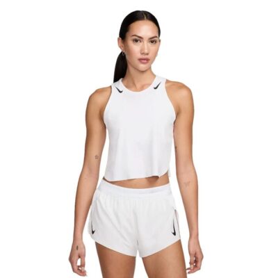 Womens Nike Aeroswift Dri-fit Adv Cropped Running Tank White
