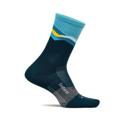 Unisex Feetures Socks Trail Max Cushion Mini Crew Mountain High Blue