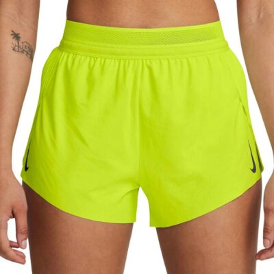 Womens Nike Aeroswift Dri-fit Adv 3 Inch Mid-rise Brief-lined Running Shorts Cyber / Black / L