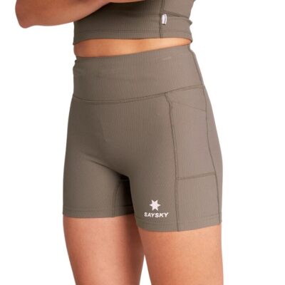 Womens Saysky Combat+ Rib Short Tights 4 Inch Taupe