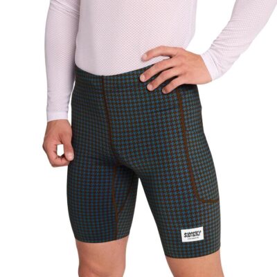 Mens Saysky Houndstooth Combat+ Short Tights 9 Inch Blue / S